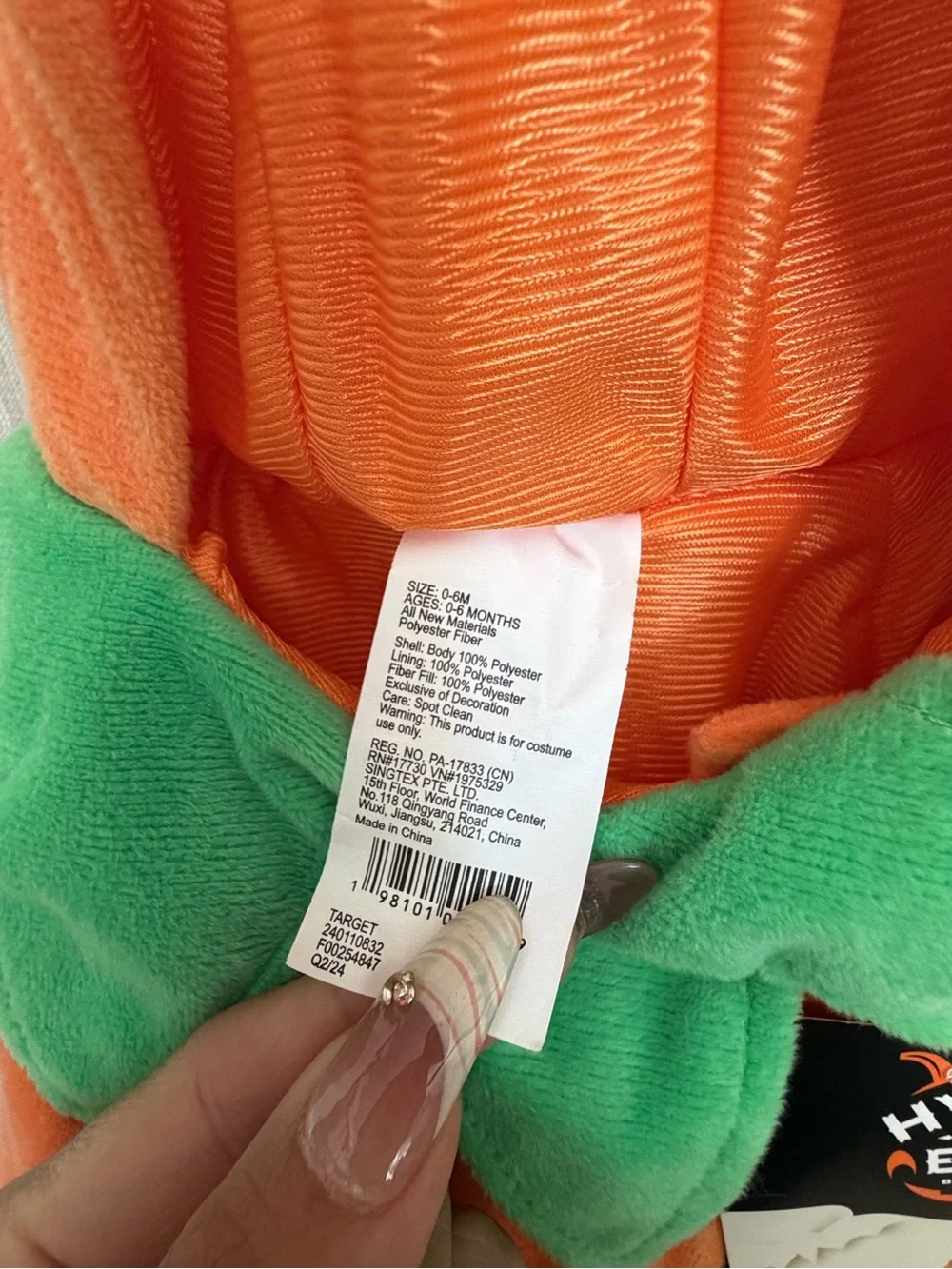 Target Orange Pumpkin Hooded Costume with Green Leaf Collar